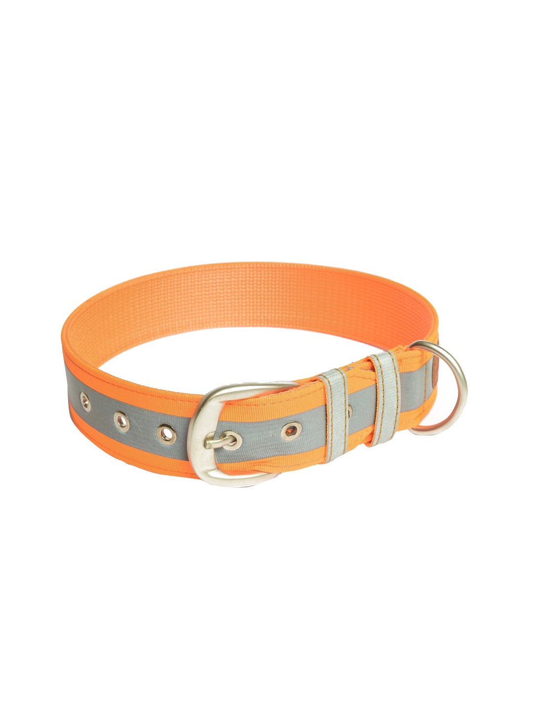

PETWALE Orange & Grey Colorblocked Reflective Dog Belt Collar