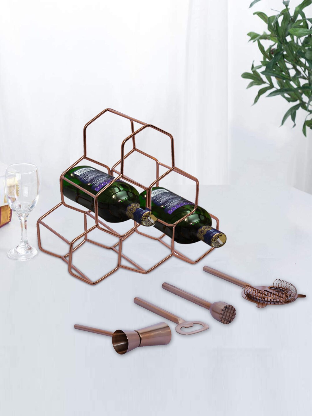 

nestroots Set Of 5 Copper-Toned Solid Bar Accessories