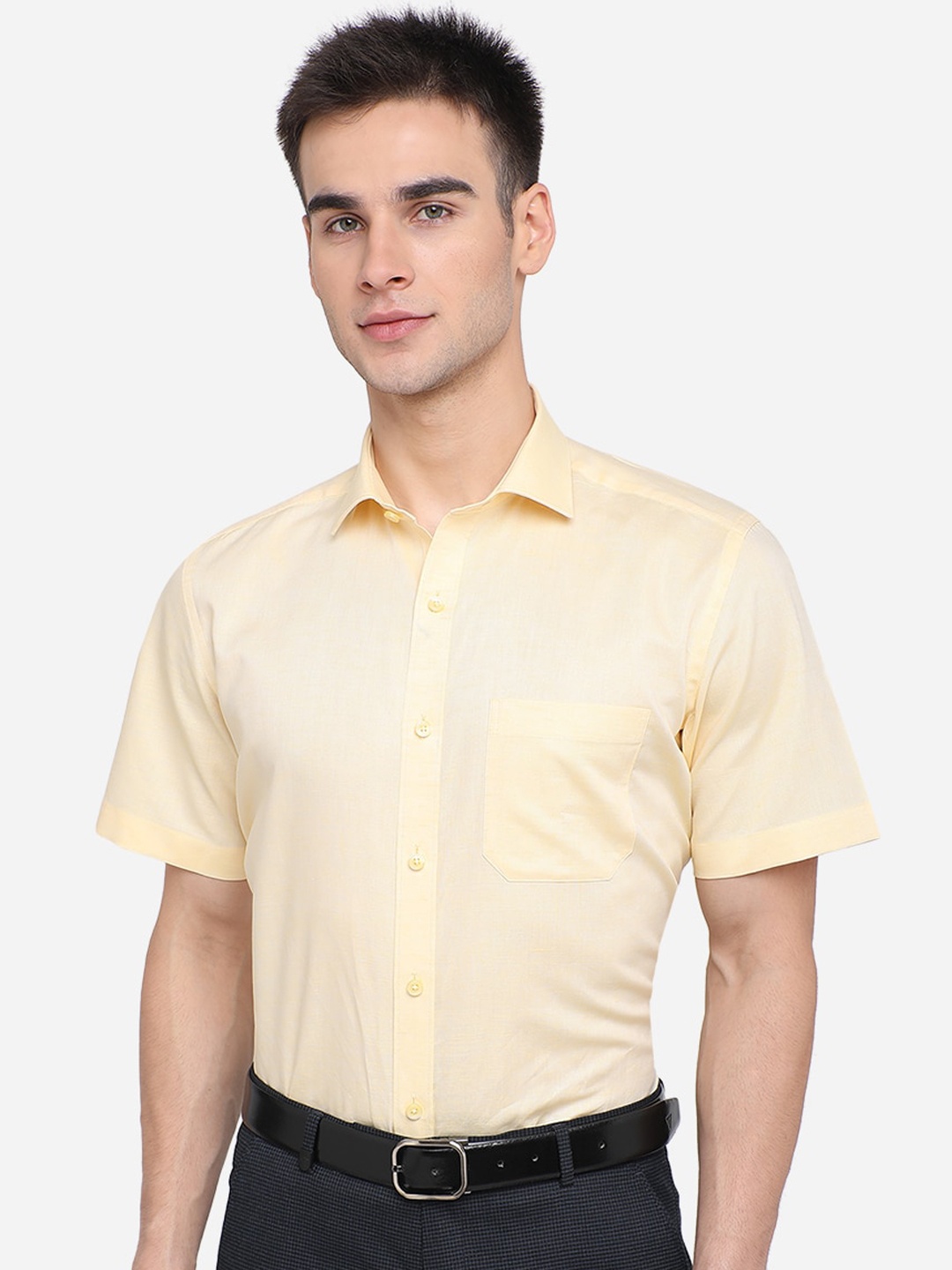 

JADE BLUE Men Formal Shirt, Yellow