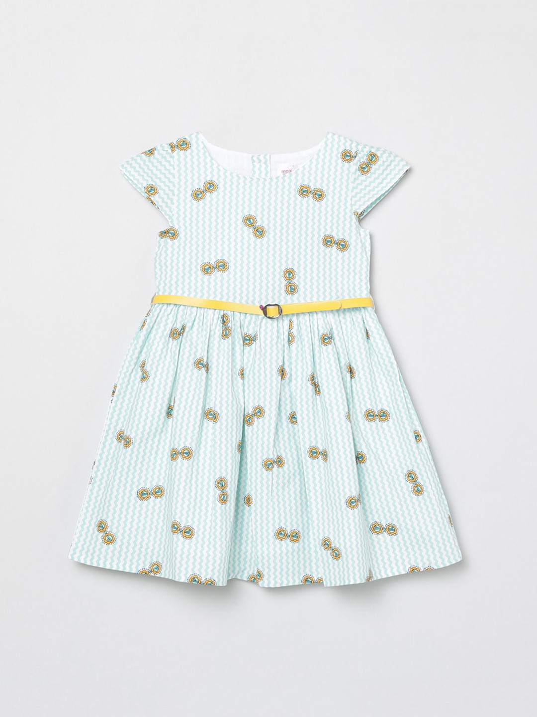 

max Off White & Turquoise Blue Striped Dress