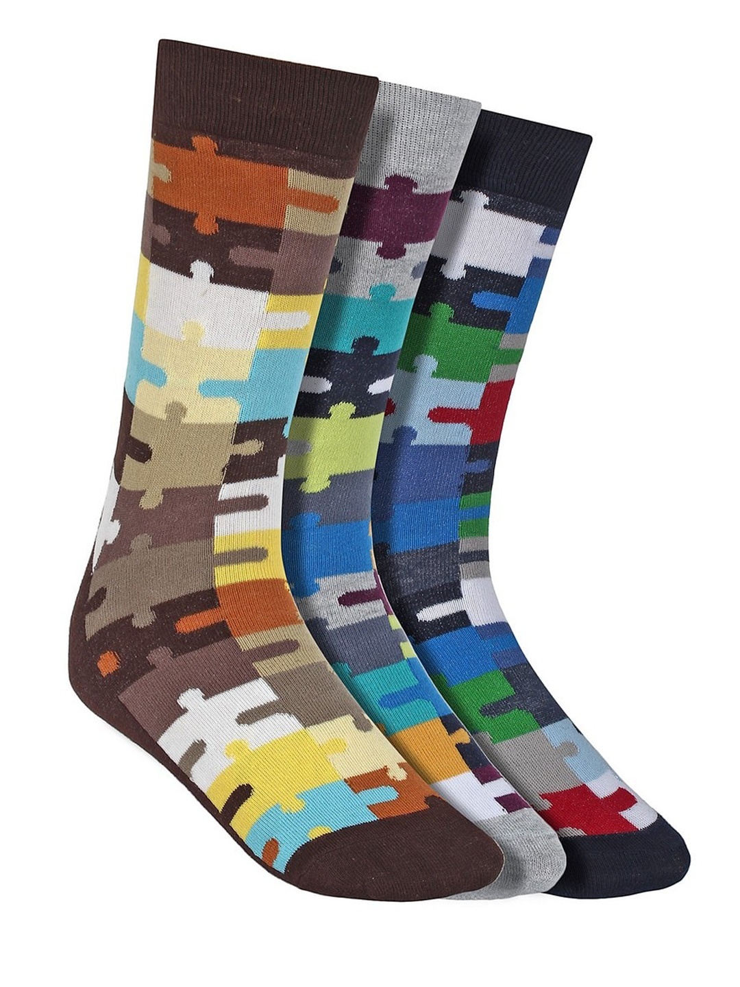 

Creature Men Pack Of 3 Assorted Pure Combed Cotton Calf-Length Socks