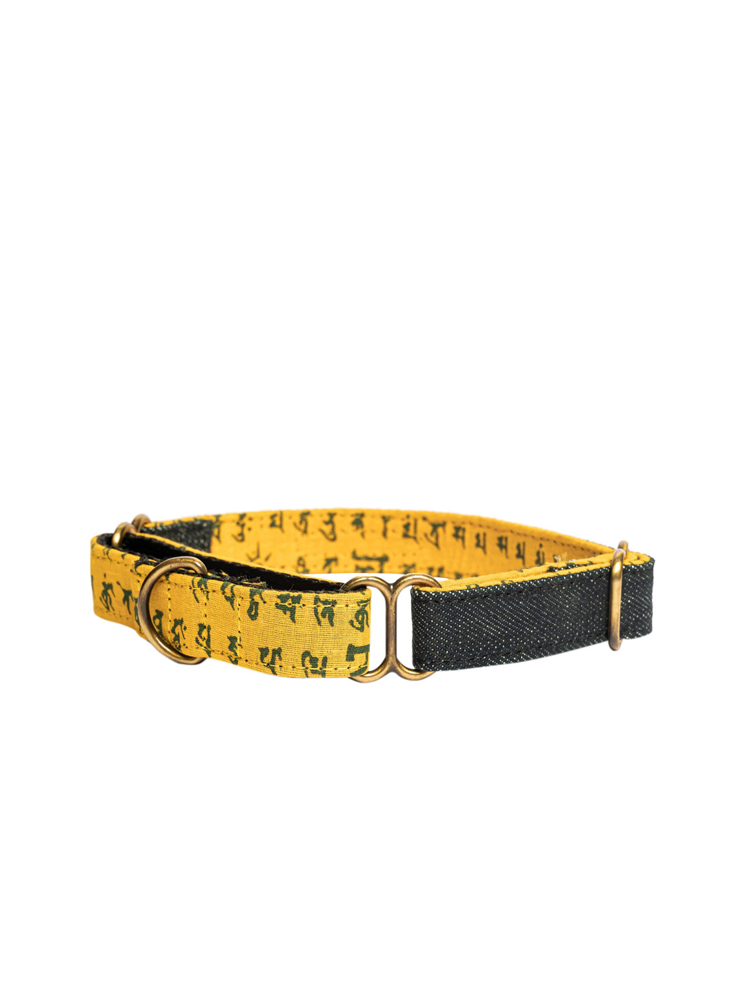 

PETWALE Black & Yellow Printed Denim Martingale Dog Collar