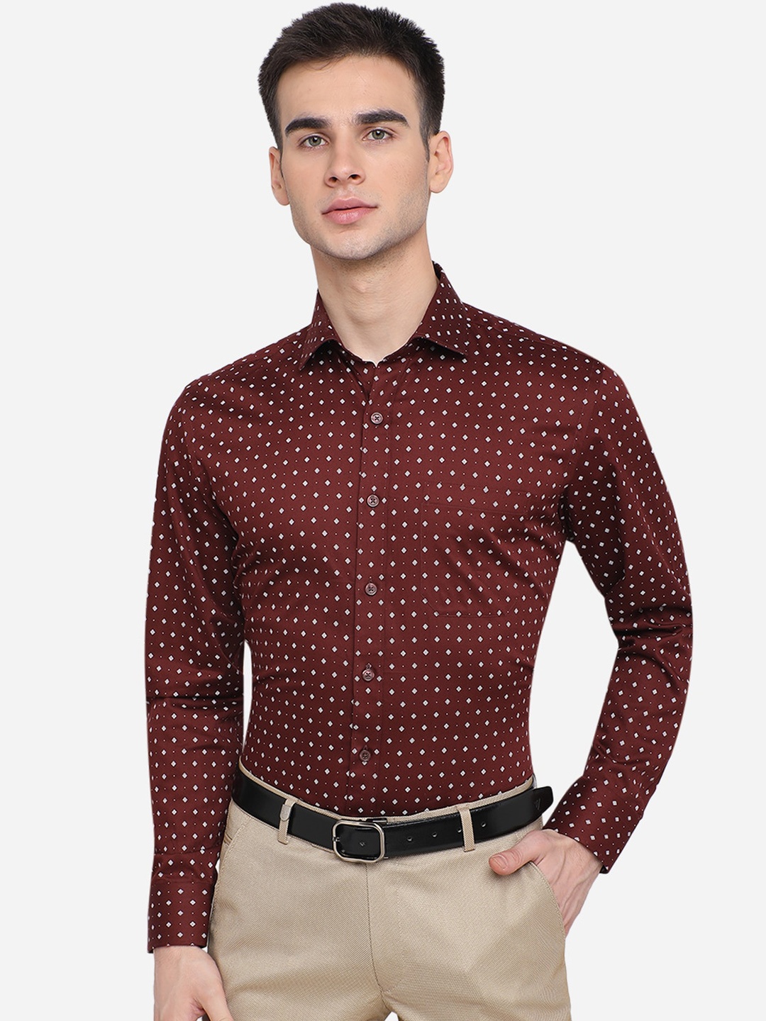 

JADE BLUE Men Brown Printed Casual Shirt