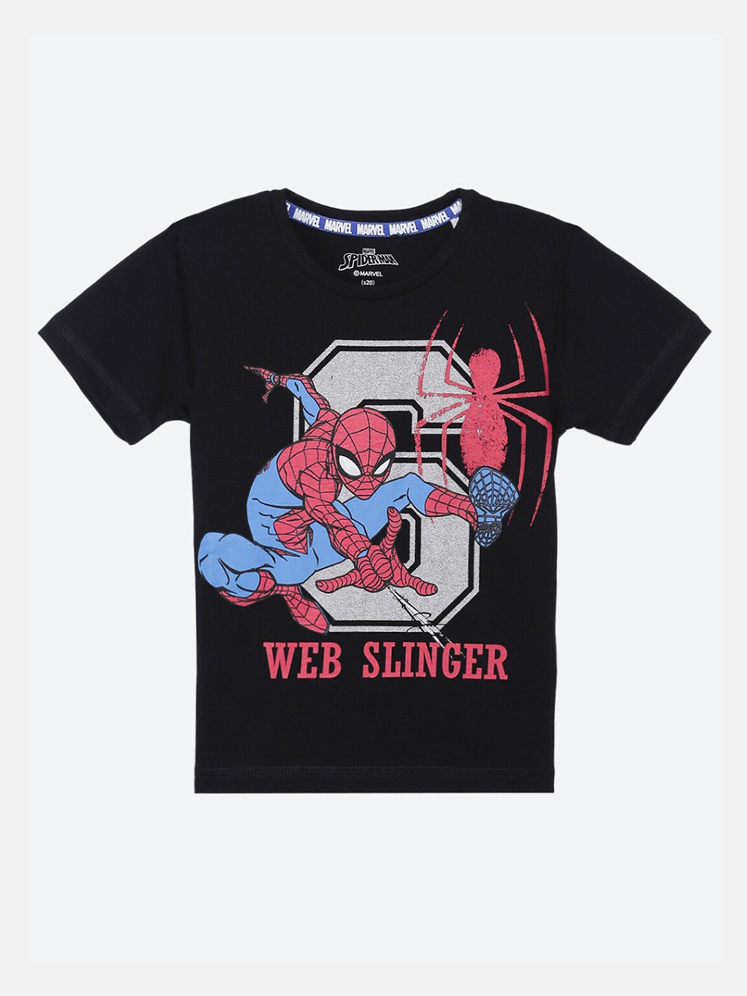 

Kids Ville Boys Black Red Spiderman Printed Cotton Pure Cotton T-shirt
