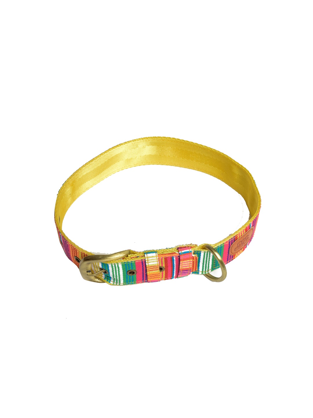 

PETWALE Yellow & Pink Striped Large Dog Belt Collar