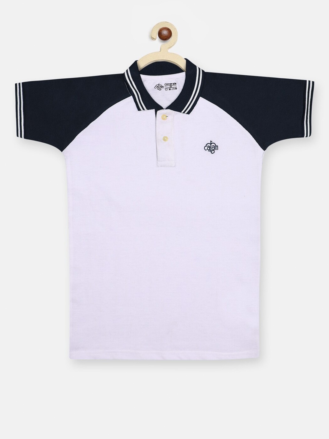 

CHIMPRALA Boys Navy Blue & White Polo Collar T-shirt