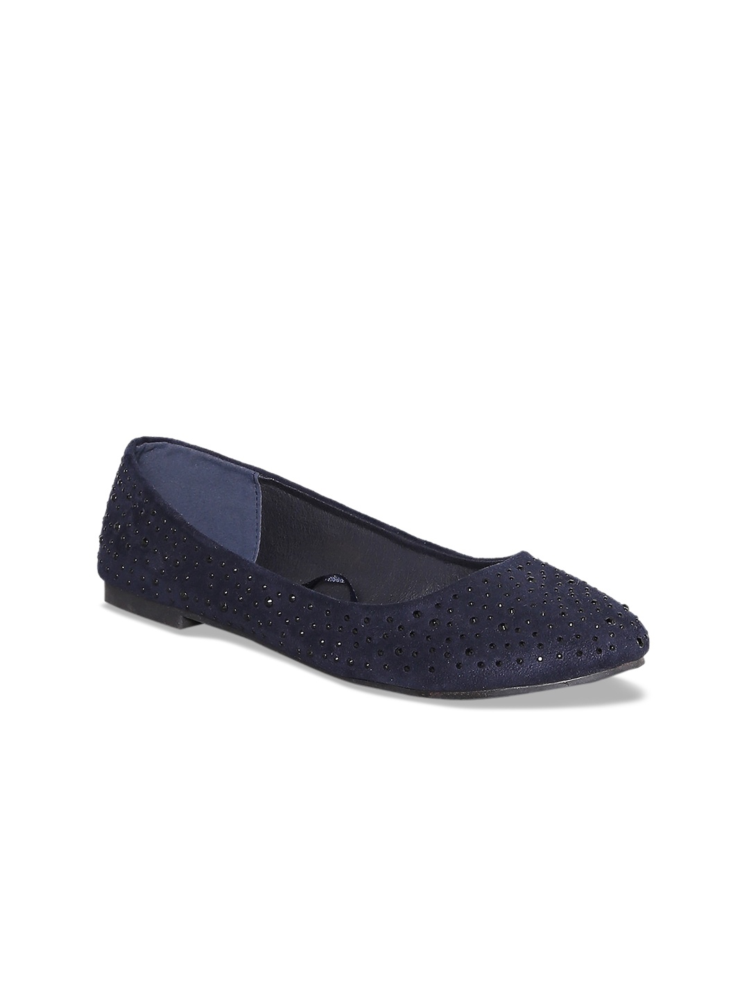 

Forever Glam by Pantaloons Women Navy Blue Textured Ballerinas Flats