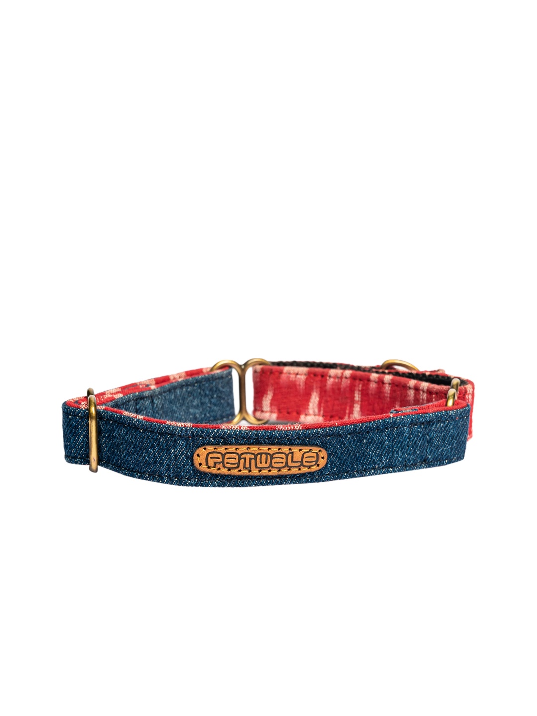 PETWALE Blue & Red Printed Denim Dog Collar