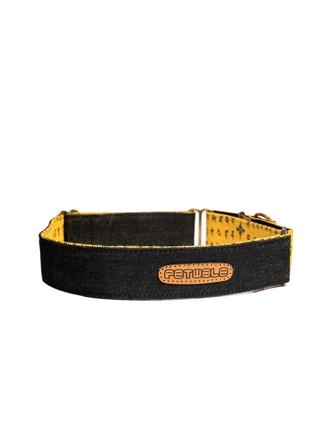 

PETWALE Black & Yellow Printed Denim Martingale Dog Collar