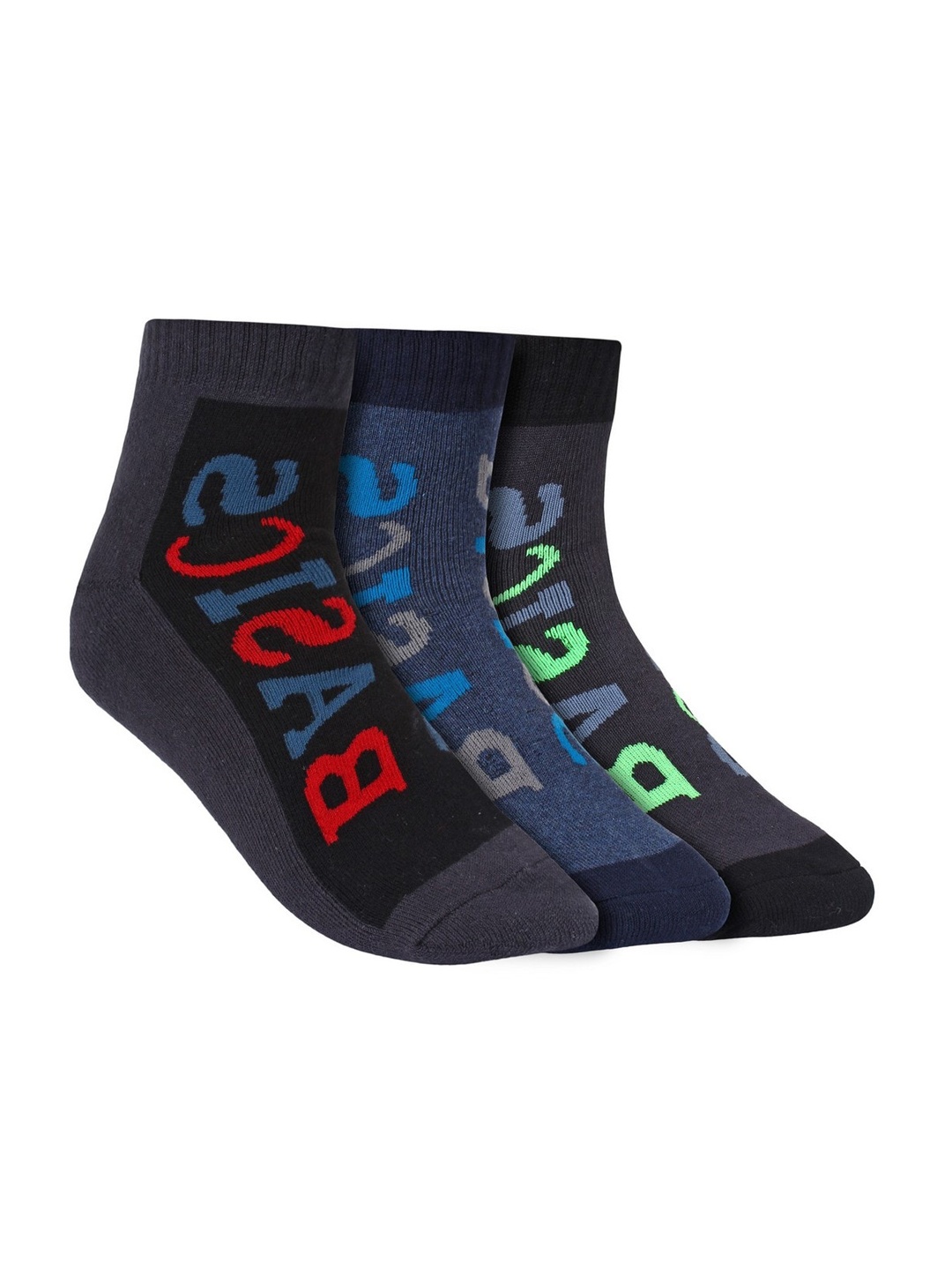 

Creature Men Pack Of 3 Assorted Pure Combed Cotton Above Ankle-Length Socks