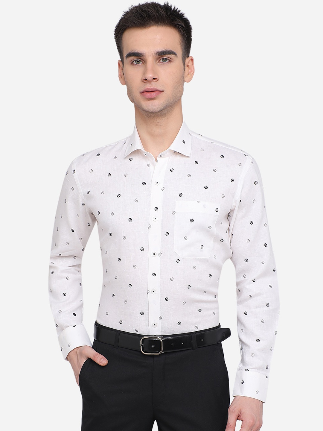 

JADE BLUE Men White & Red Printed Casual Shirt