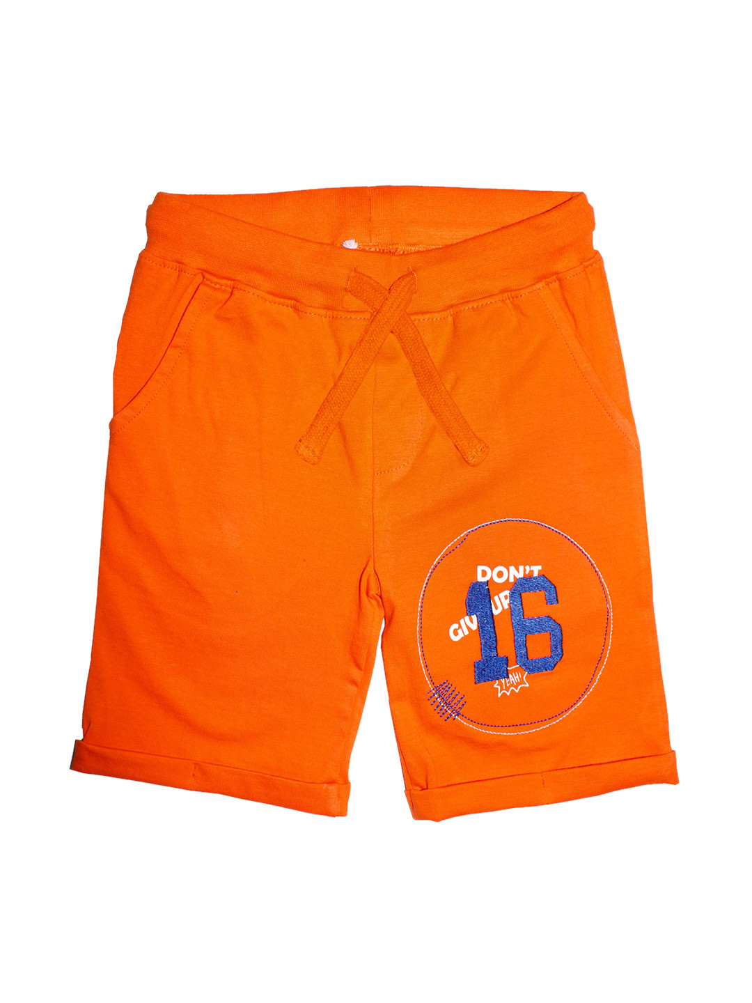 

KiddoPanti Boys Orange Typography Printed Mid-Rise Regular Shorts