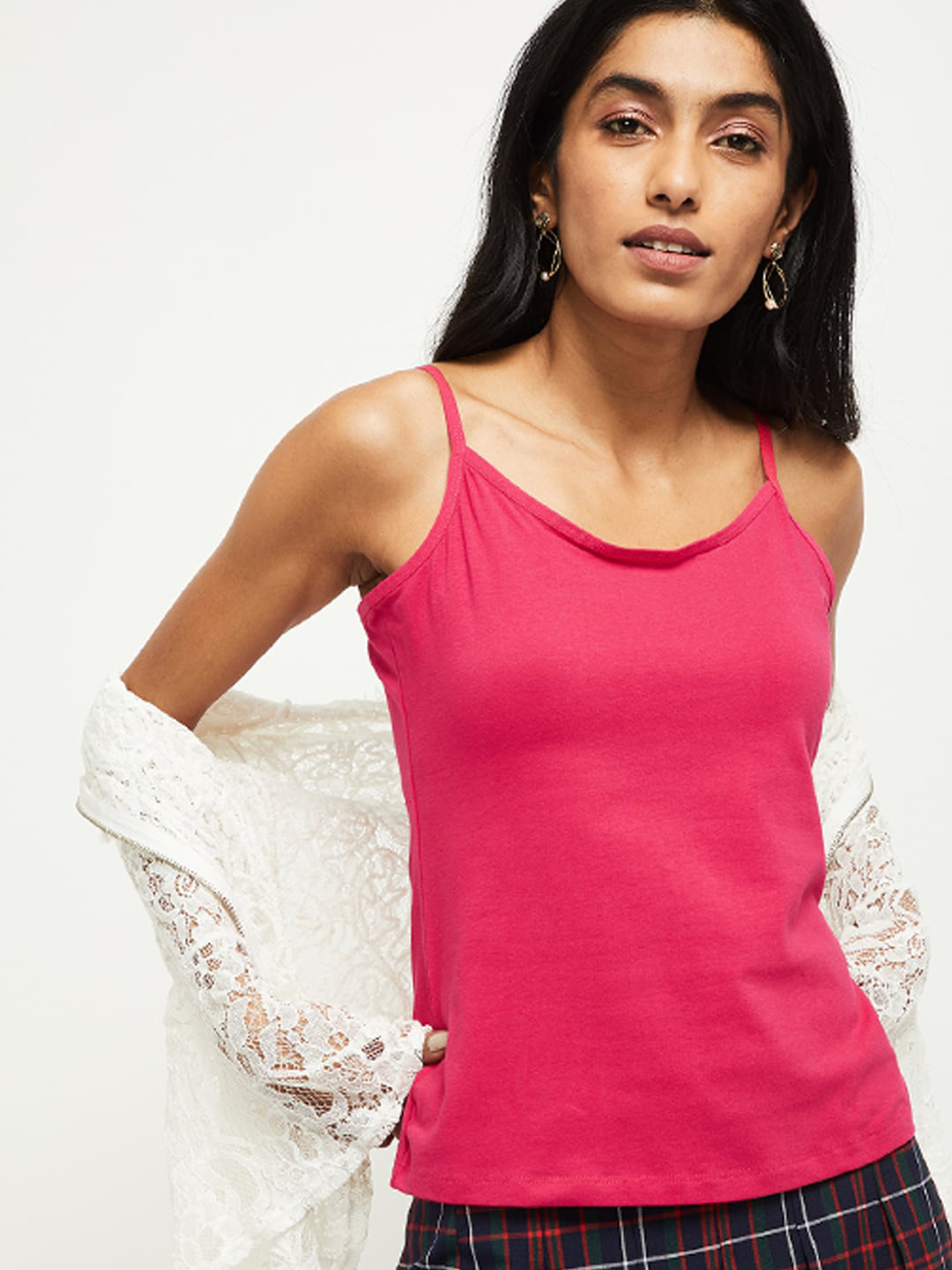 

max Solid Knitted Camisole, Fuchsia