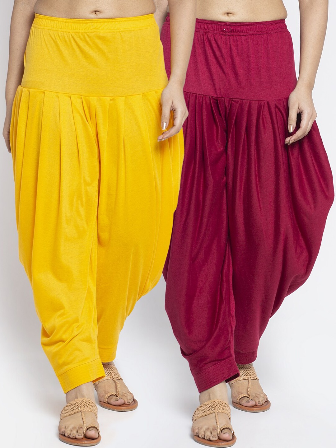 

GRACIT Women Pack Of 2 Yellow & Marron Solid Salwar