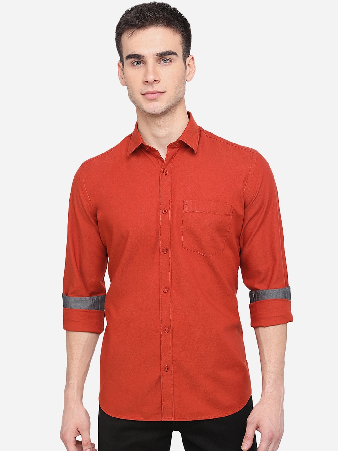 

JADE BLUE Men Orange Slim Fit Casual Shirt