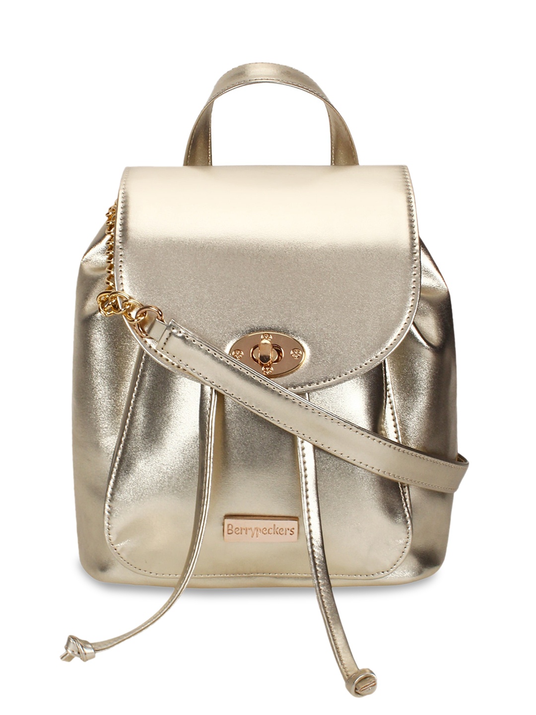 

Berrypeckers Gold-Toned PU Oversized Structured Satchel