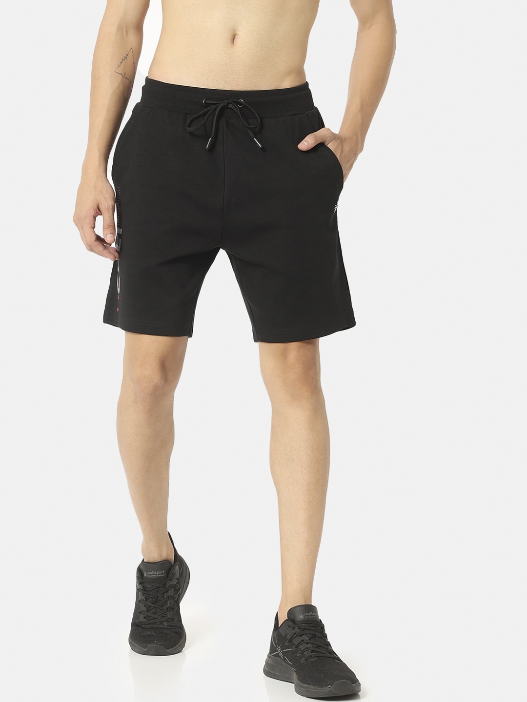

Cultsport Men Black Mid-Rise Sports Shorts