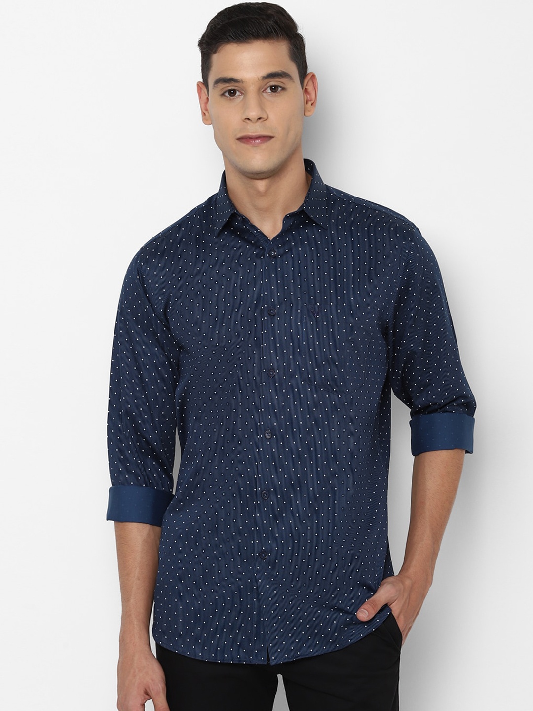 

Allen Solly Men Navy Blue Printed Slim Fit Casual Shirt
