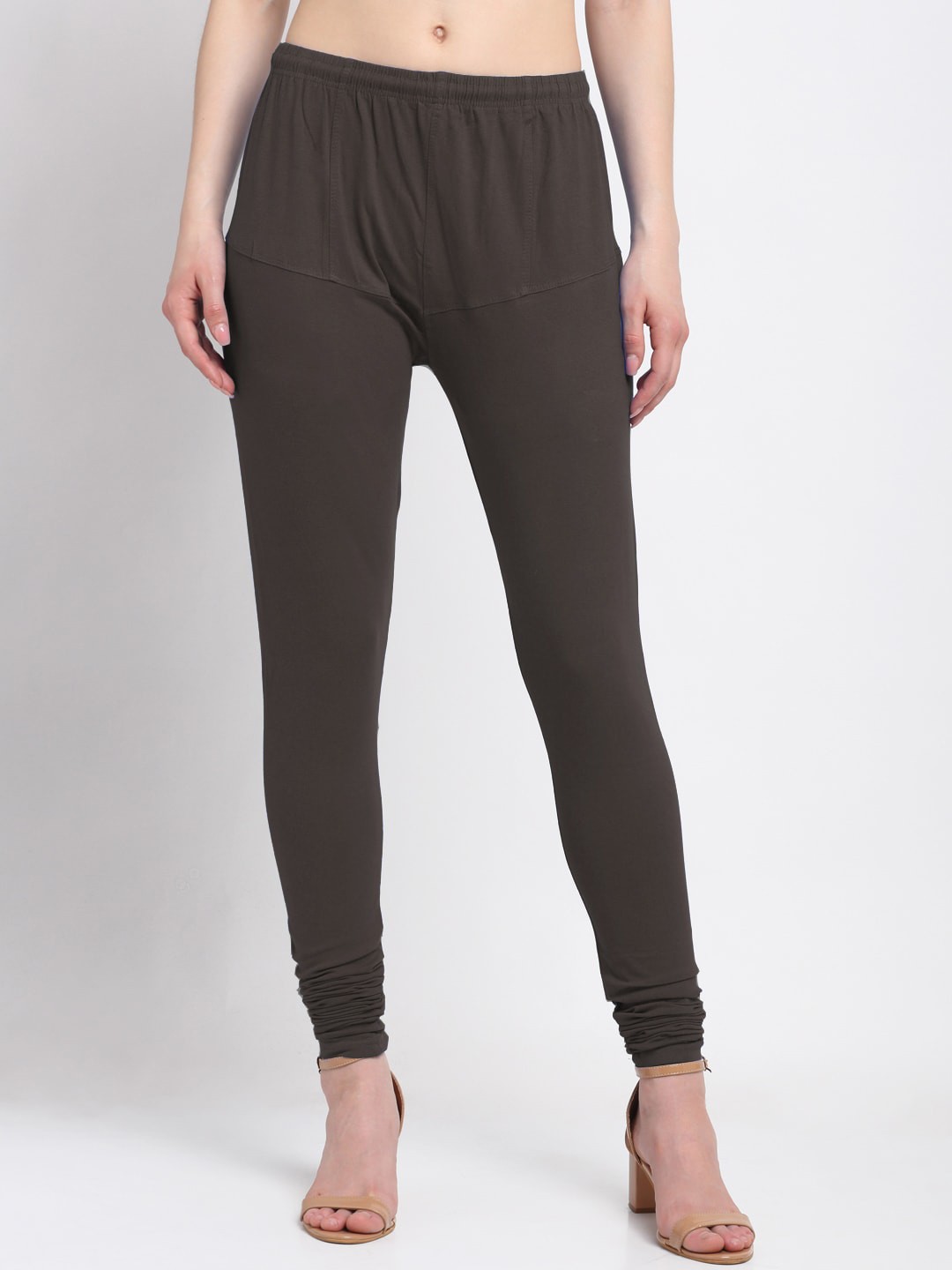 

KLOTTHE Women Brown Solid Churidar-Length Leggings
