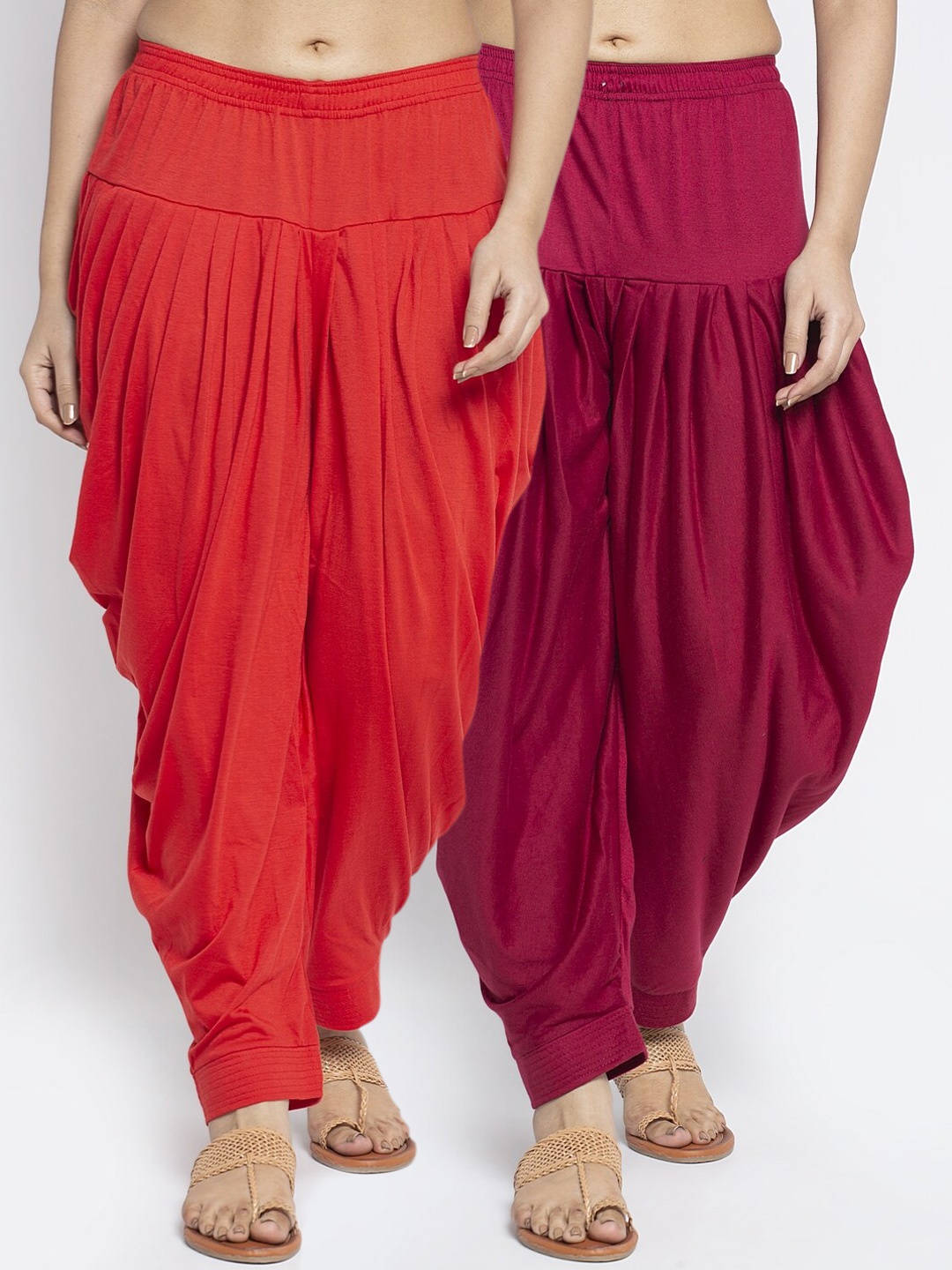 

GRACIT Women Pack Of 2 Red & Maroon Solid Salwar
