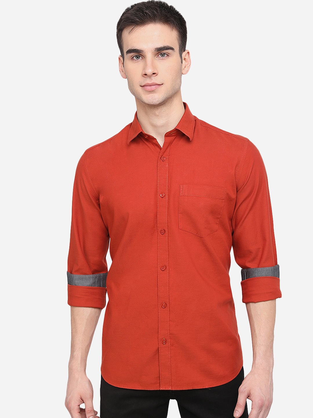 

JADE BLUE Men Orange Slim Fit Casual Shirt