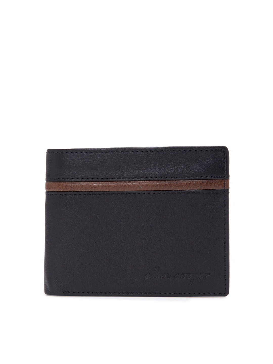 

Allen Cooper Men Black Textured Three Fold Wallet
