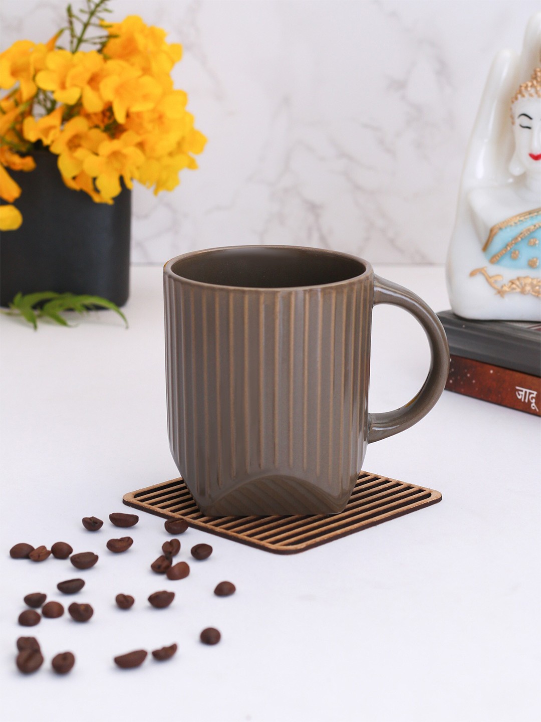 

CLAY CRAFT Brown Textured Ceramic Mug