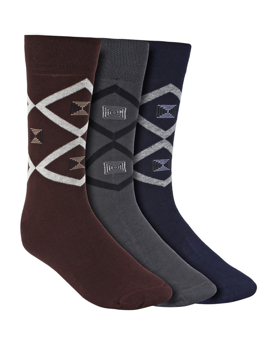 

Creature Men Pack Of 3 Assorted Pure Combed Cotton Calf-Length Socks