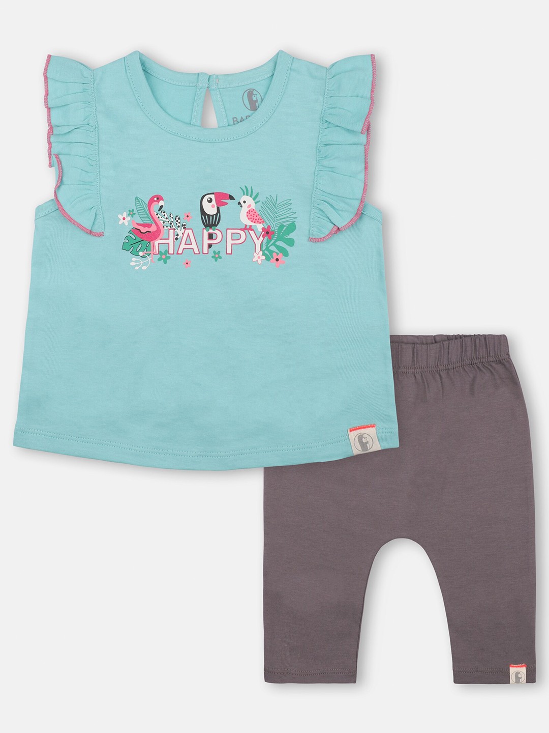 

Babysafe Girls Blue & Grey Printed Top with Capris