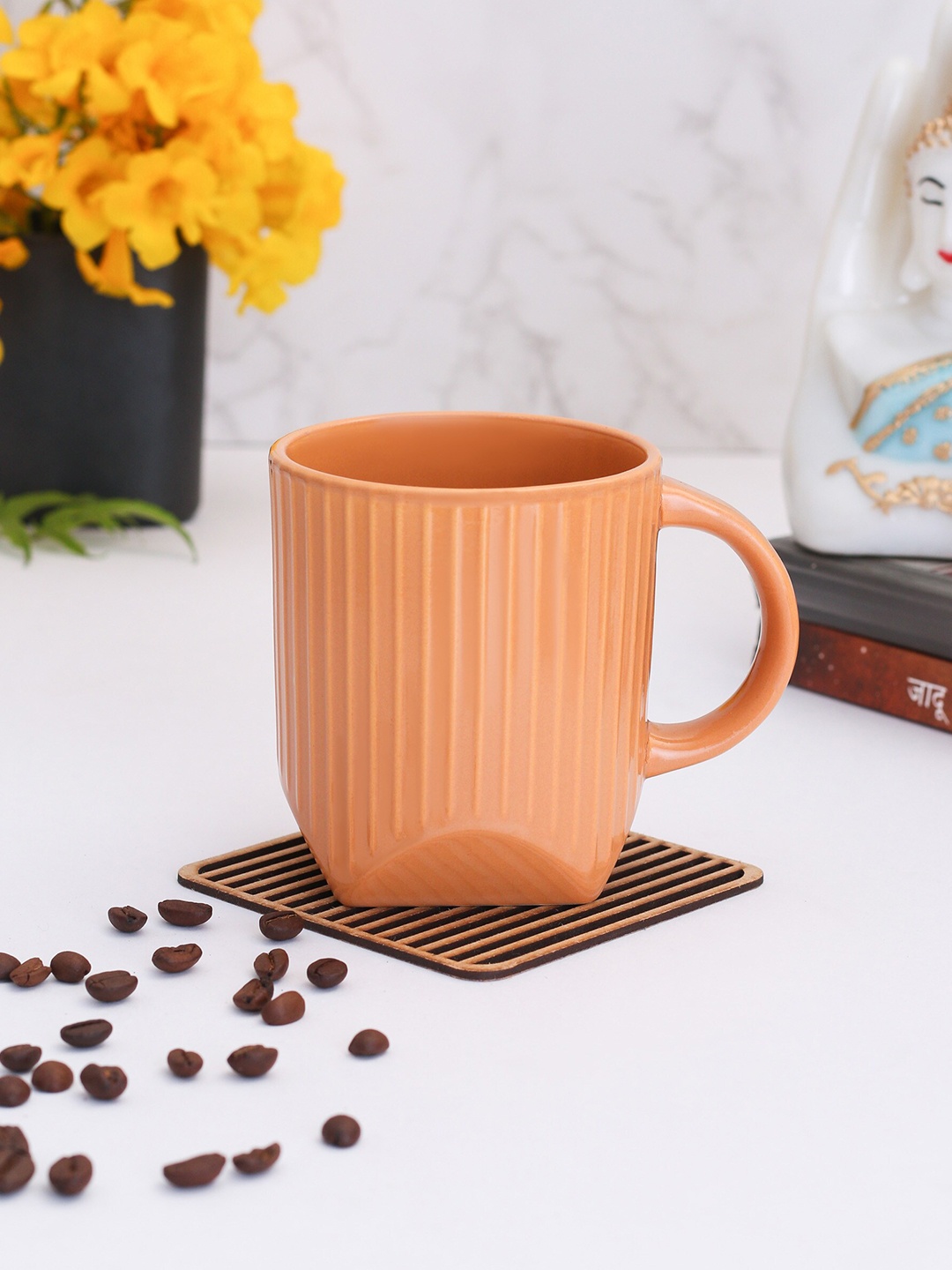 

CLAY CRAFT Set of 2 Peach-Coloured Textured Ceramic Mugs