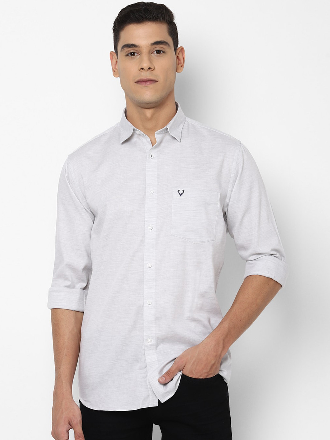 

Allen Solly Men Grey Slim Fit Cotton Casual Shirt