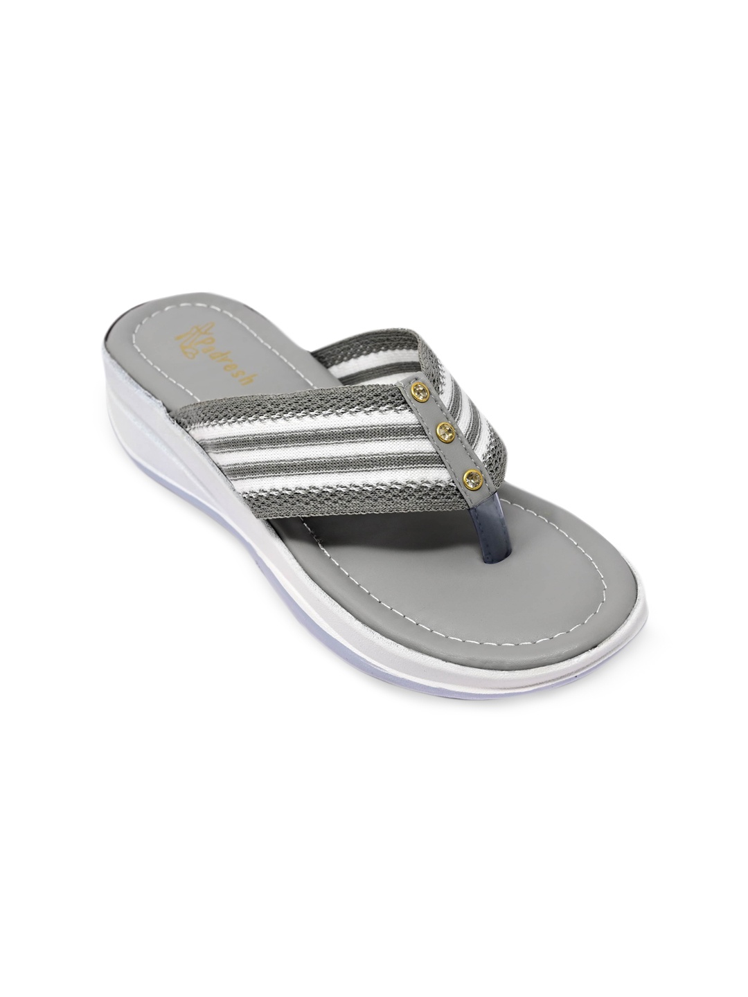 

Padvesh Grey Striped Comfort Sandals