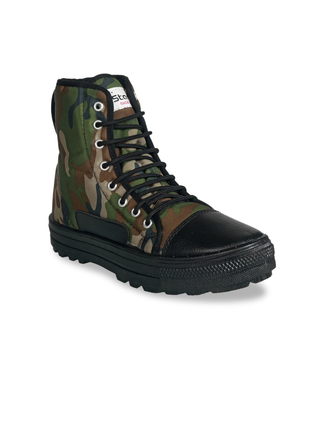 

UNISTAR Men Khaki Printed Mid-Top Flat Boots