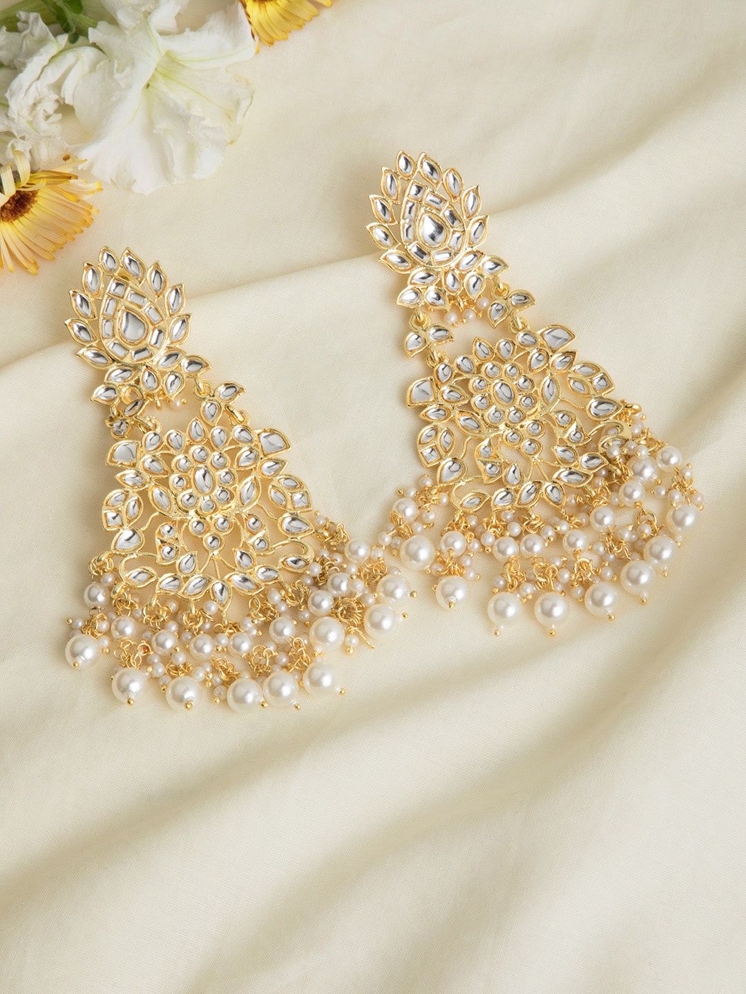 

INDYA Gold Contemporary Drop Earrings