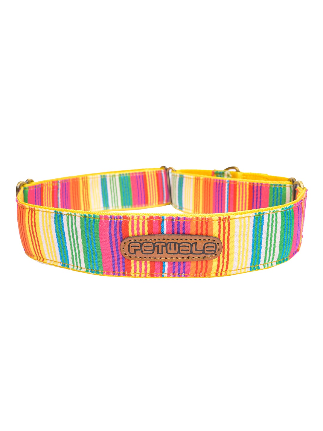 

PETWALE Yellow & Pink Striped Dog Martingale Collar