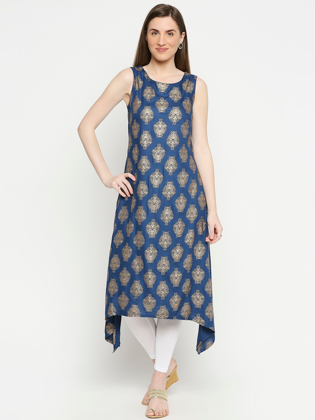 

RANGMANCH BY PANTALOONS Women Blue Ethnic Motifs Printed Kurta