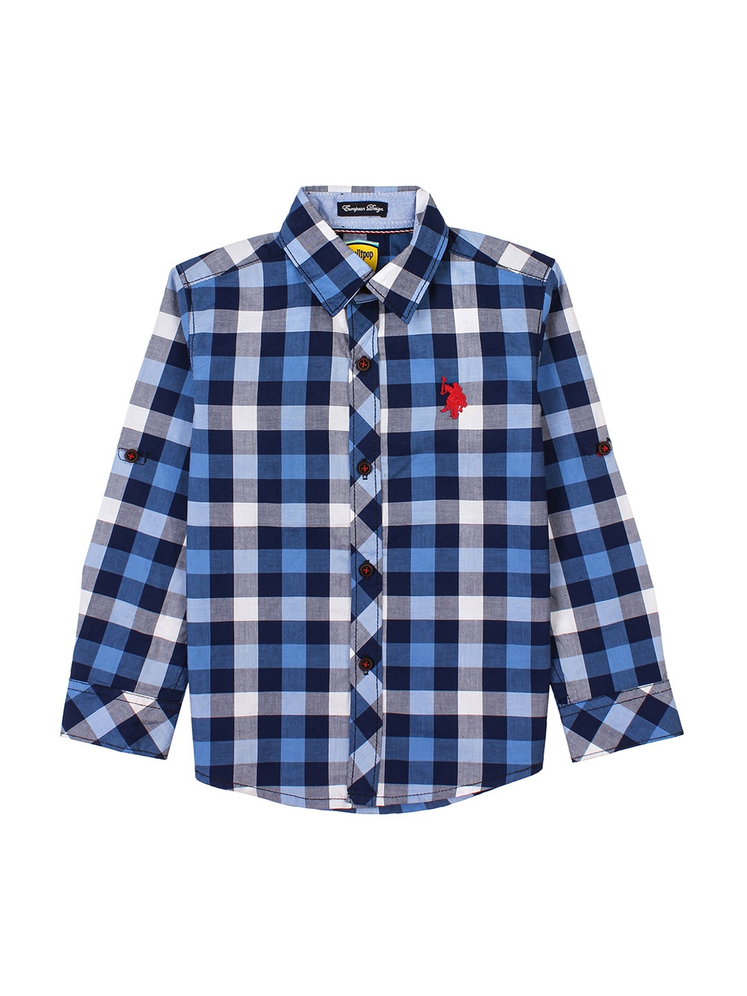 

Lil Lollipop Boys Blue Gingham Checks Checked Cotton Casual Shirt