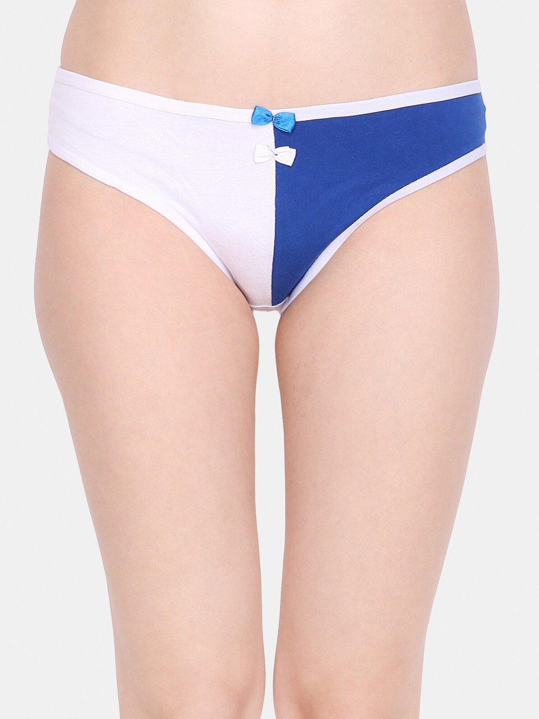 

Ms.Lingies Women White & Blue Colourblocked Bikini Briefs Z15-87316M