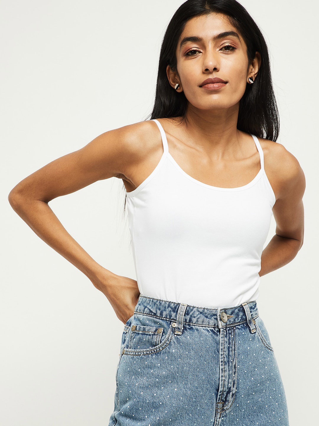 

max Solid Knitted Camisole, White
