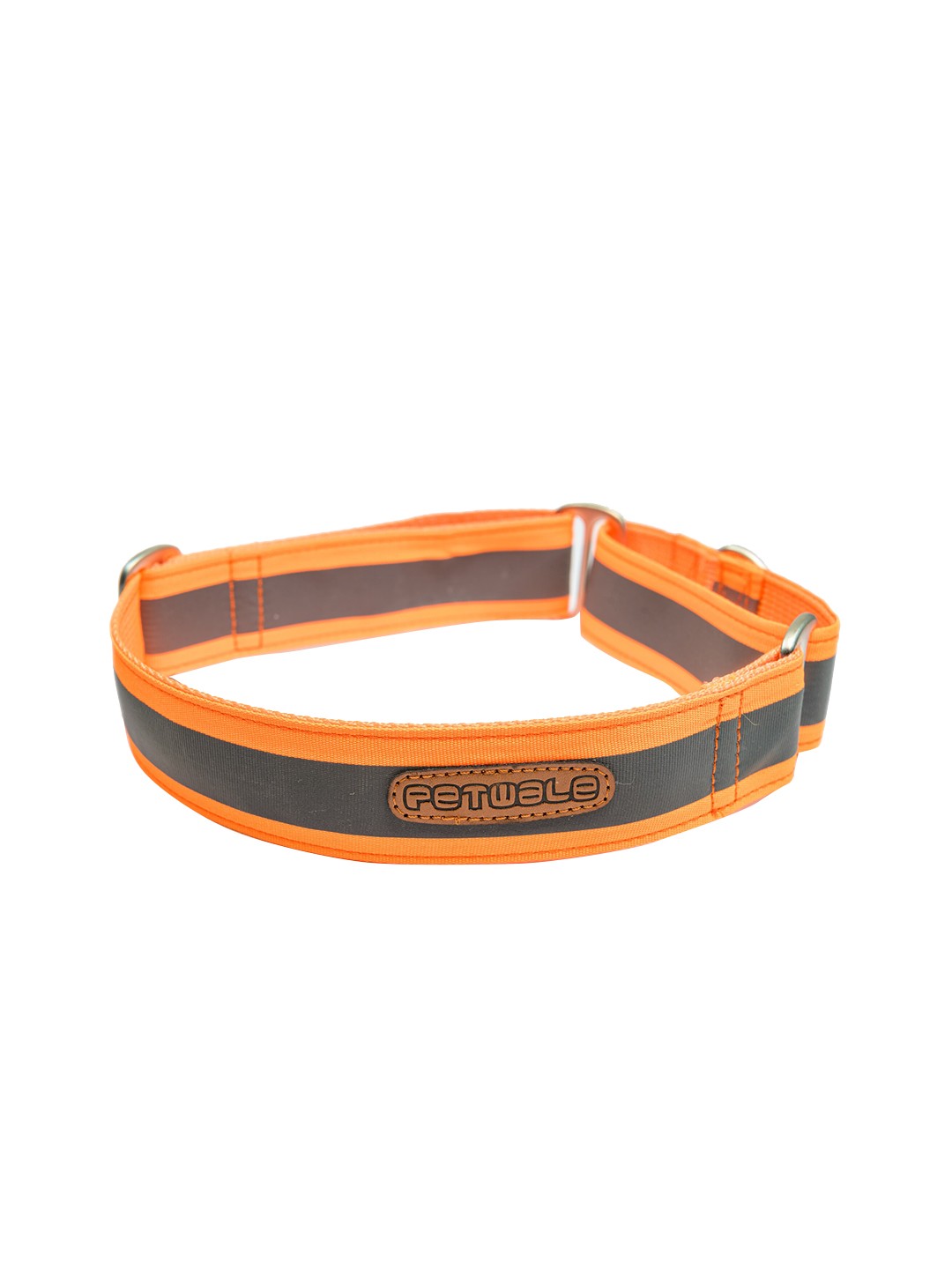 

PETWALE Orange & Grey Striped Reflective Martingale Dog Collar