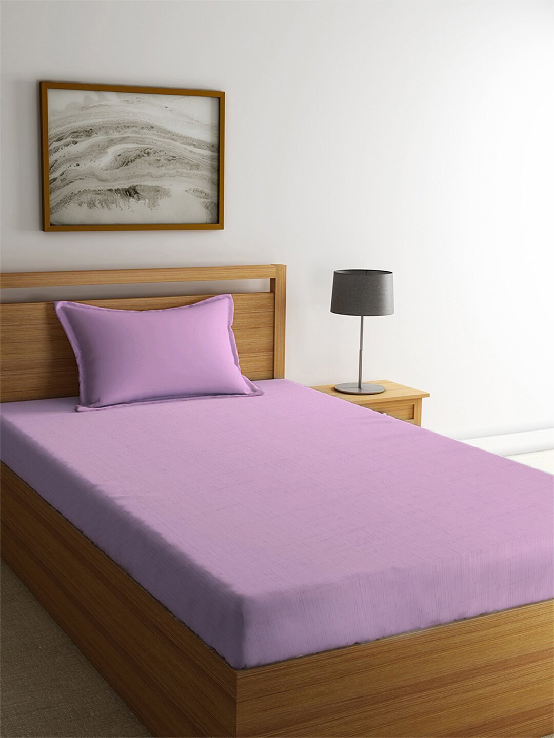 

MAYFAIR HOMES LONDON Pink Solid 144 TC Cotton 1 Single Bedsheet with 1 Pillow Covers