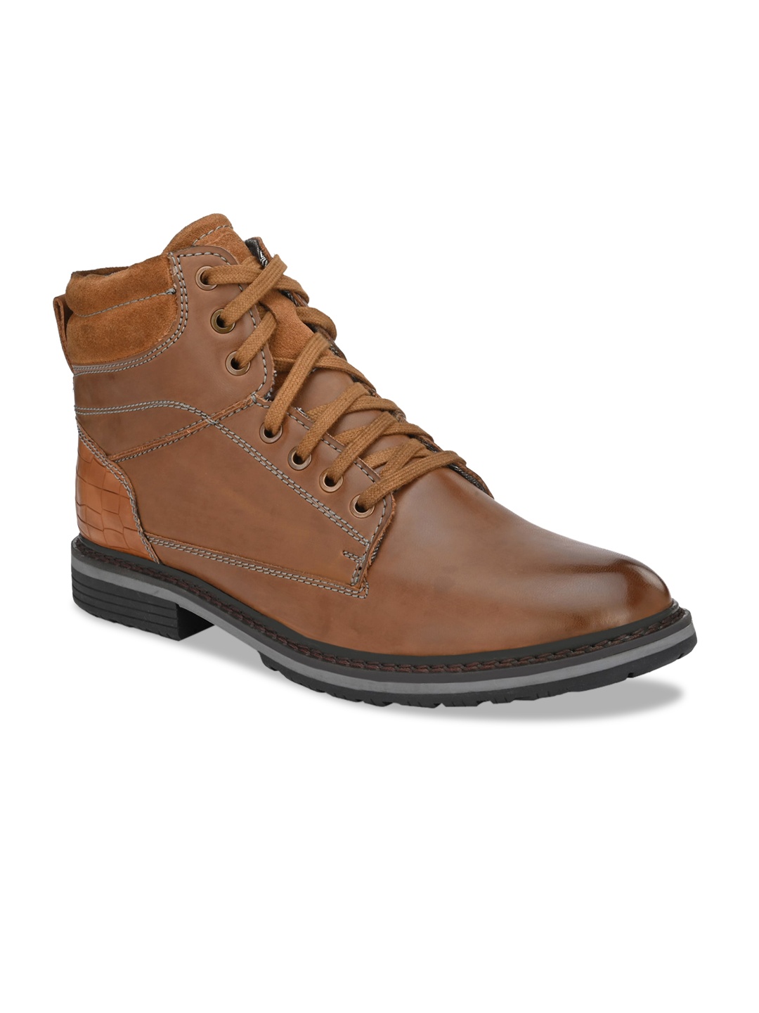 

Delize Men Tan Colourblocked Flat Boots