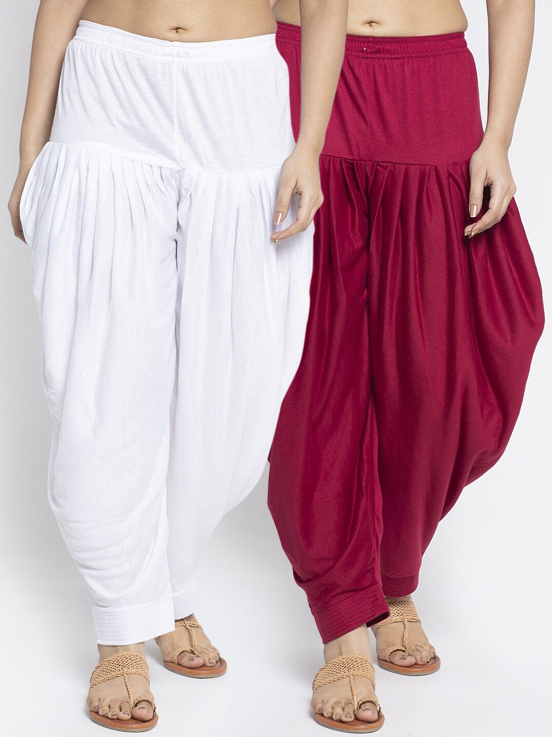 

GRACIT Women Pack Of 2 White & Maroon Solid Salwars