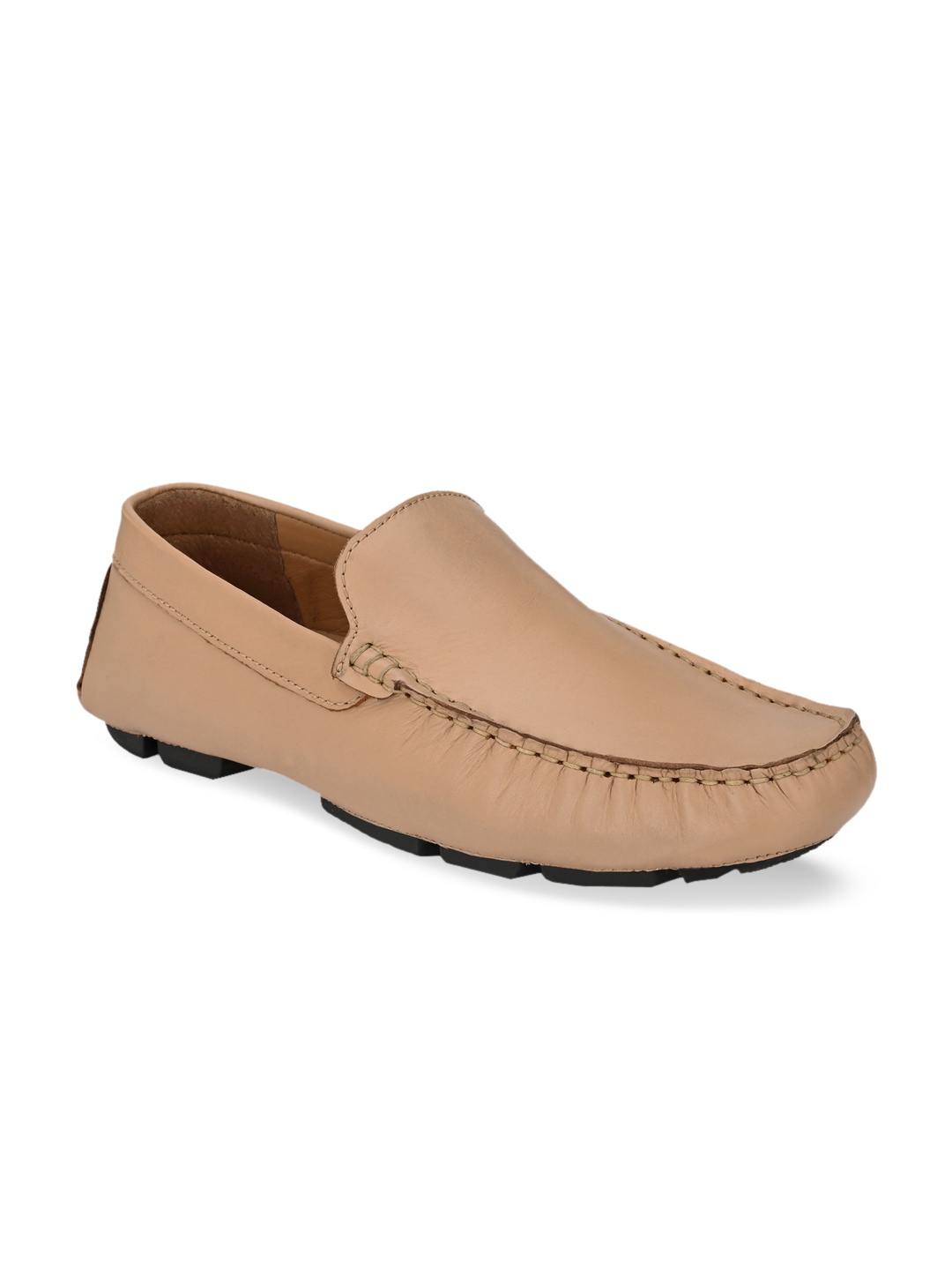 

Delize Men Beige Leather Driving Shoes