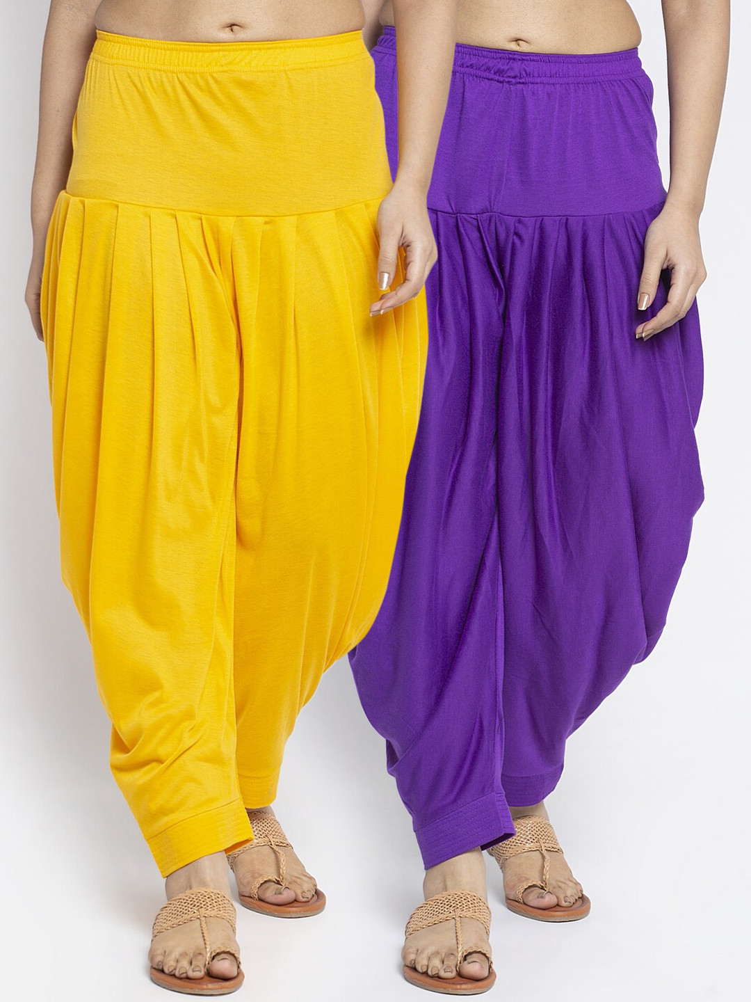 

GRACIT Women Pack Of 2 Yellow & Purple Solid Salwars