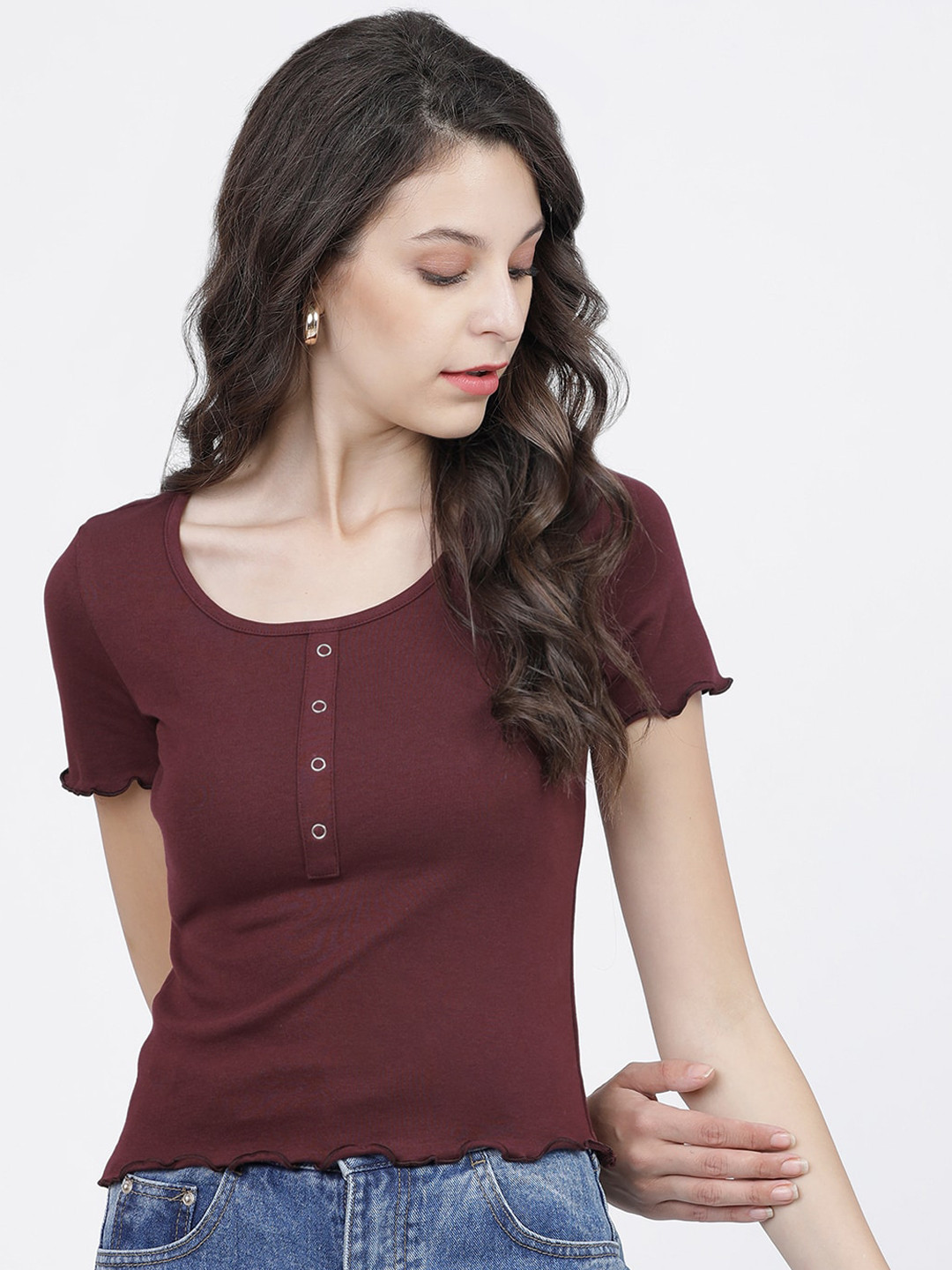 

Tokyo Talkies Maroon Fitted Top
