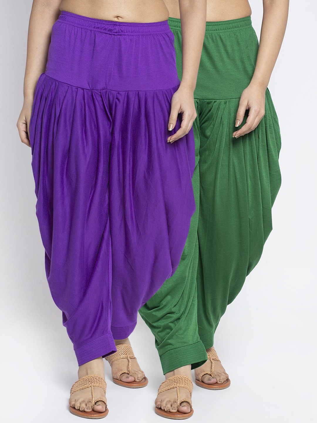 

GRACIT Women Pack Of 2 Green & Purple Solid Salwars