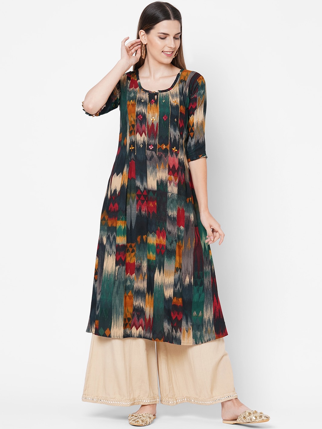 

FASHOR Women Multicoloured Printed Kurta, Multi
