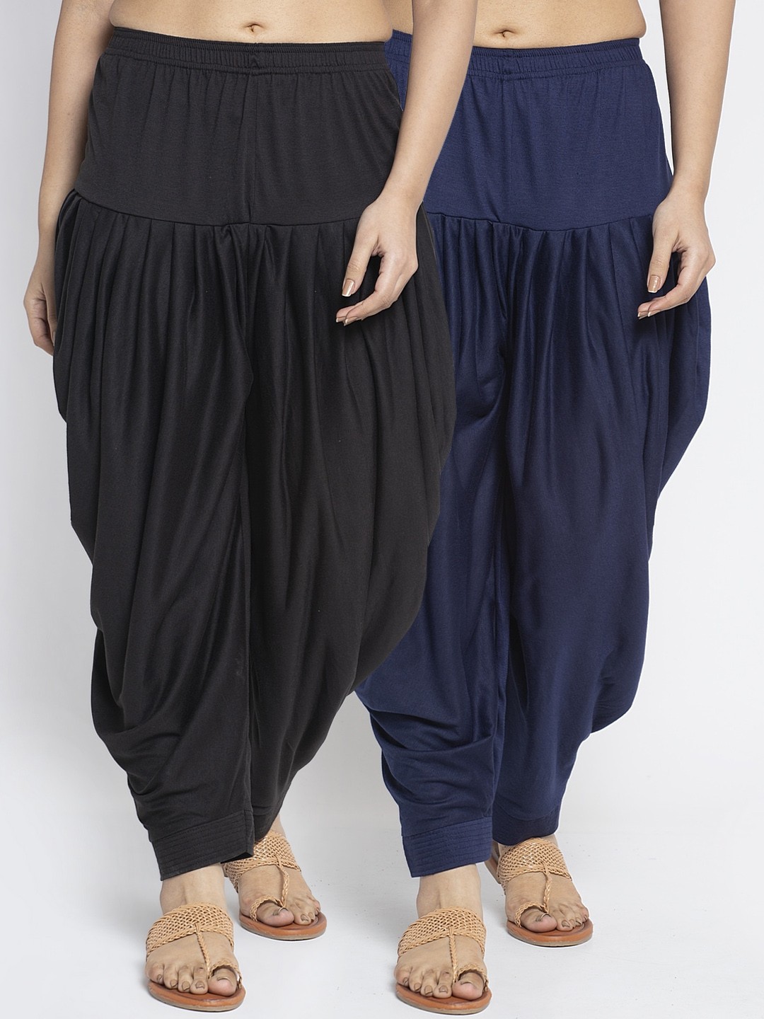 

GRACIT Women Pack Of 2 Black & Navy Blue Solid Salwars