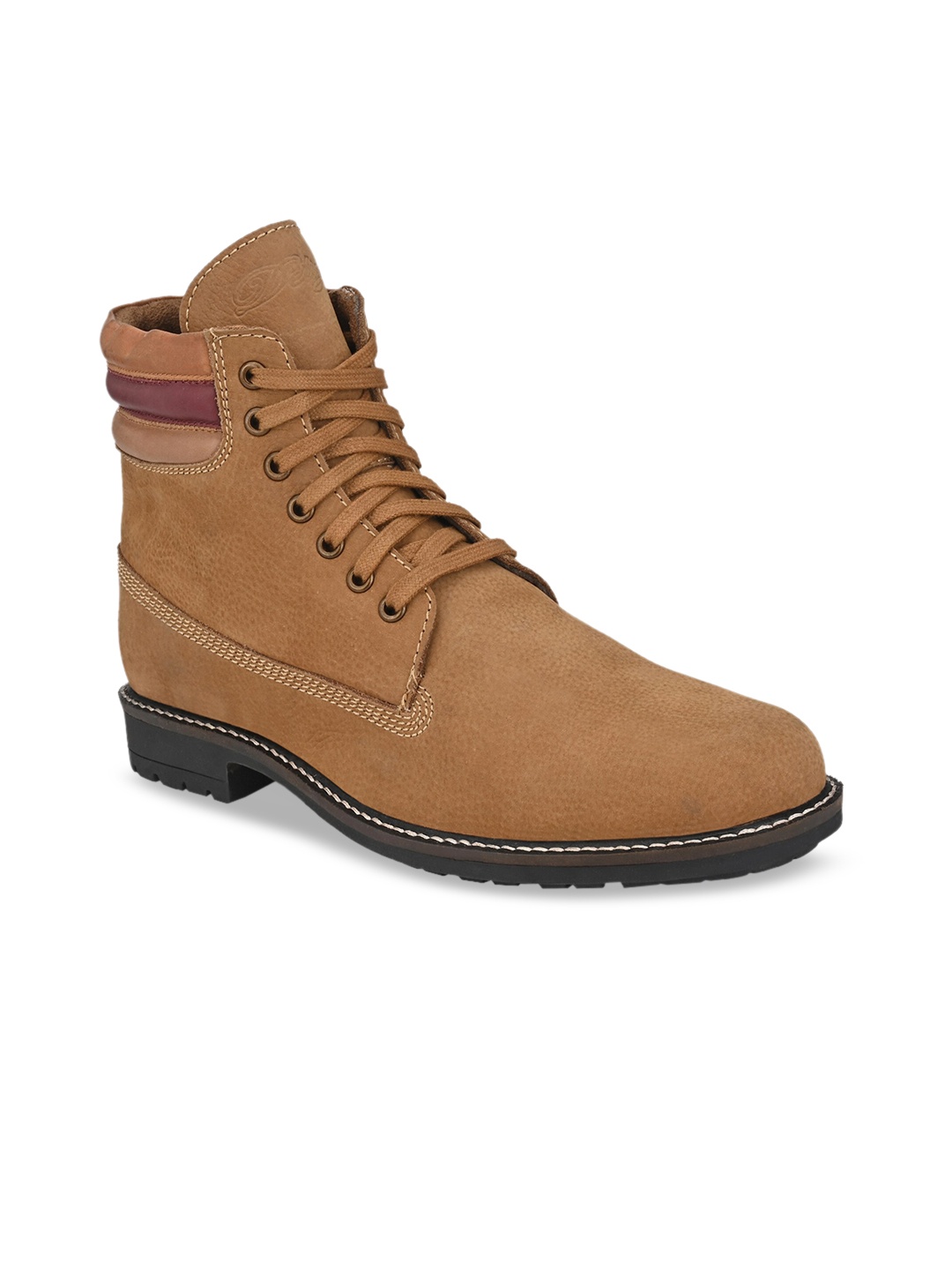 

Delize Men Tan Textured Leather Flat Boots